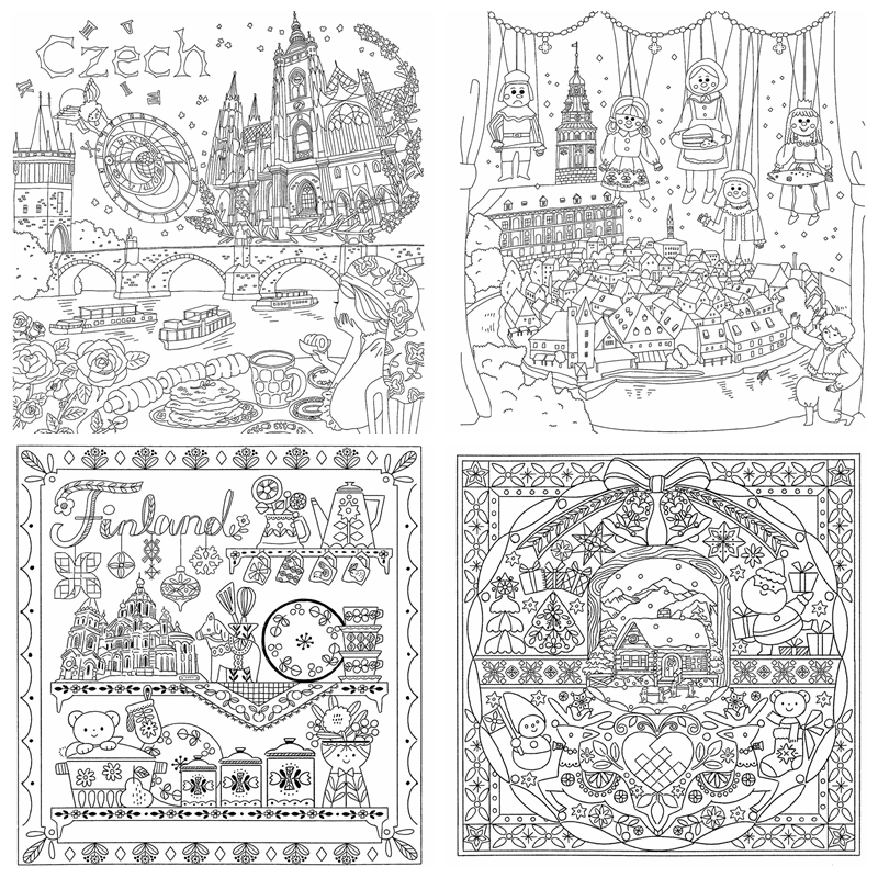 Around the world trip coloring book by fuuno yanagawa â