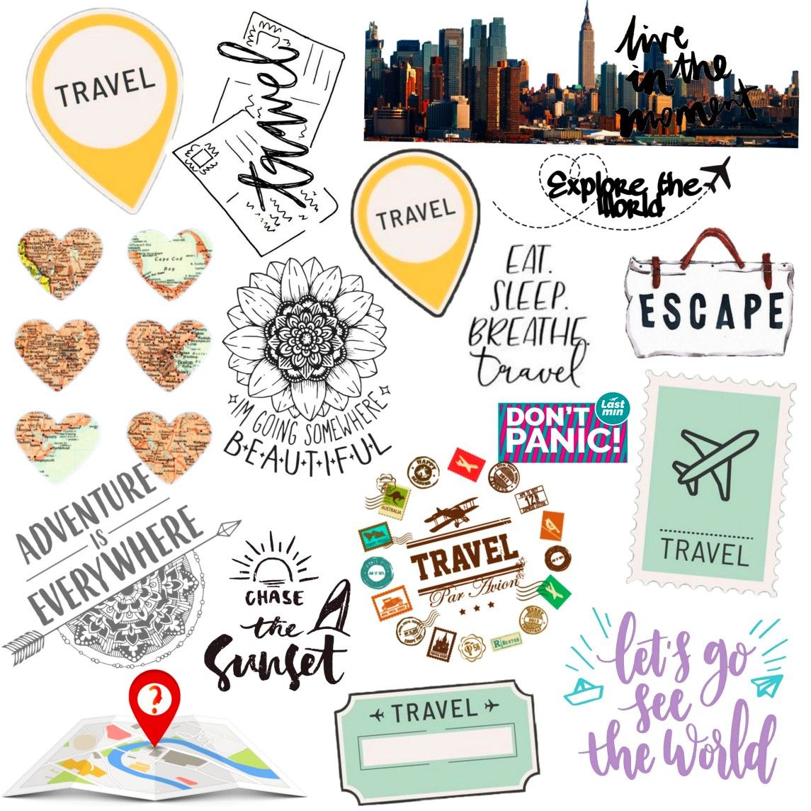 Travel scrapbook stickers scrapbook stickers prtable travel journal scrapbook travel stickers prtable