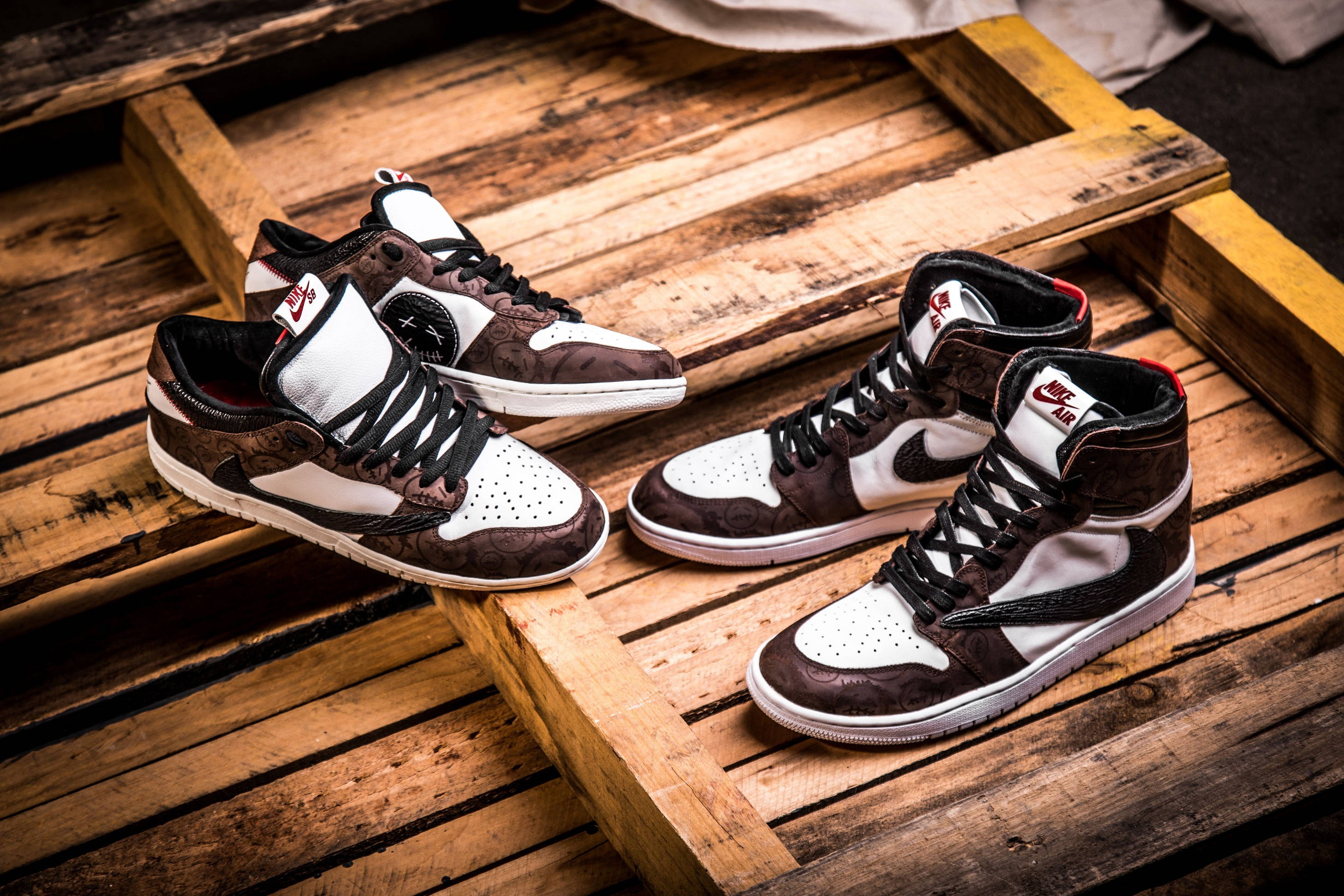 Download cactus jack travis scott nike jordans on wood wallpaper