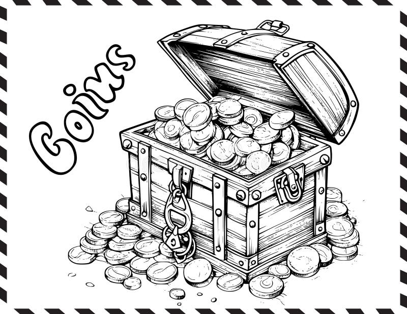 Treasure chest coloring page stock illustrations â treasure chest coloring page stock illustrations vectors clipart