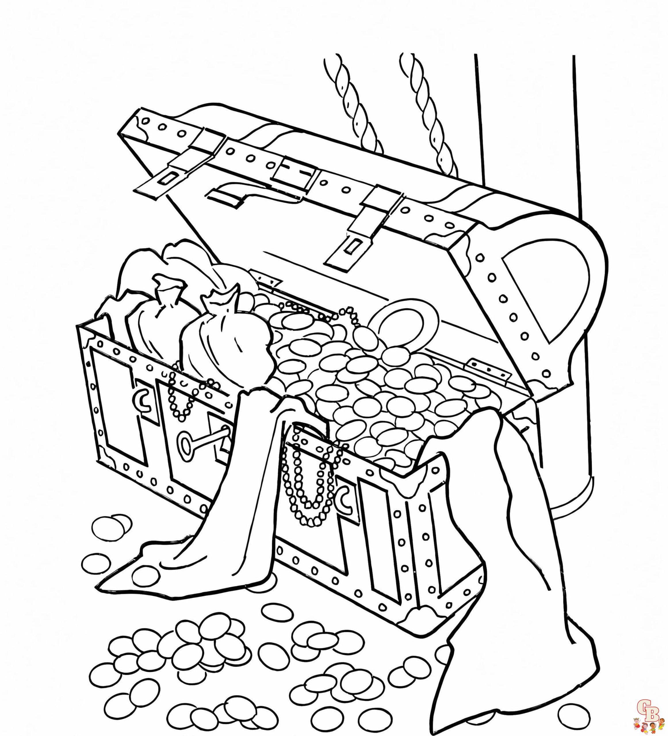 Printable treasure chest coloring pages free for kids and adults