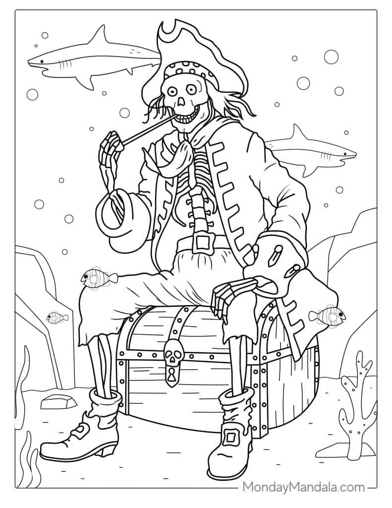 Pirate coloring pages free pdf printables