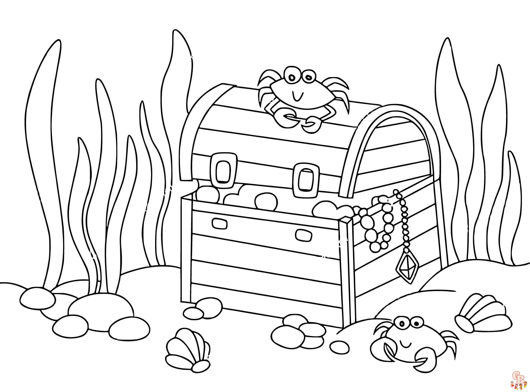 Printable treasure chest coloring pages free for kids and adults