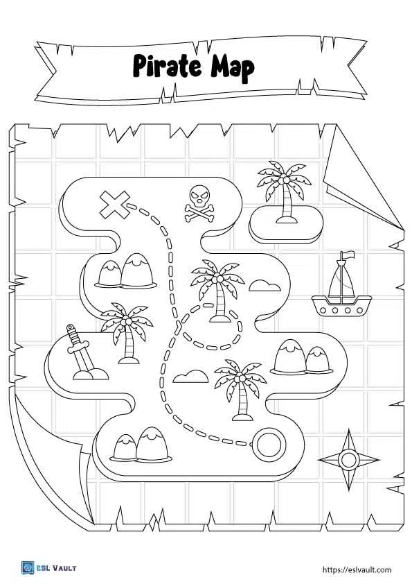 Free treasure map coloring pages