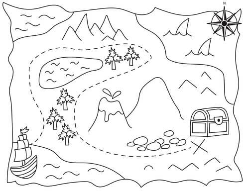 Color a pirate treasure map