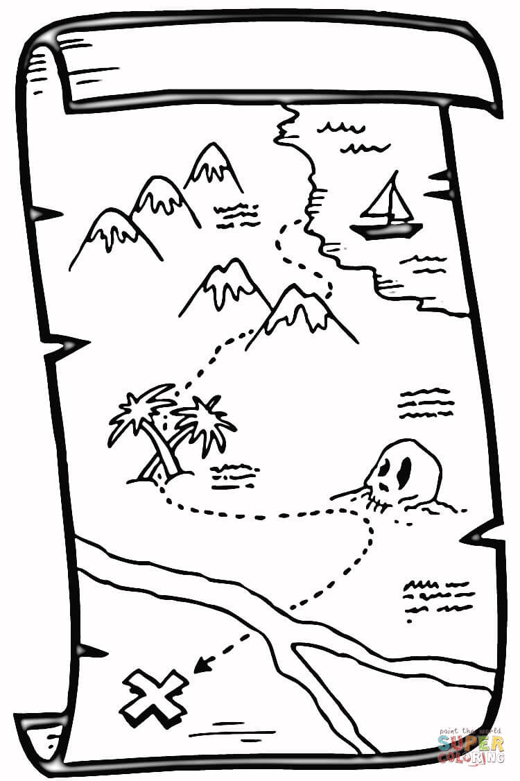 Treasure map coloring page free printable coloring pages