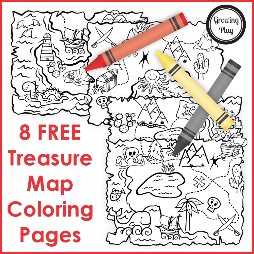 Treasure map coloring pages