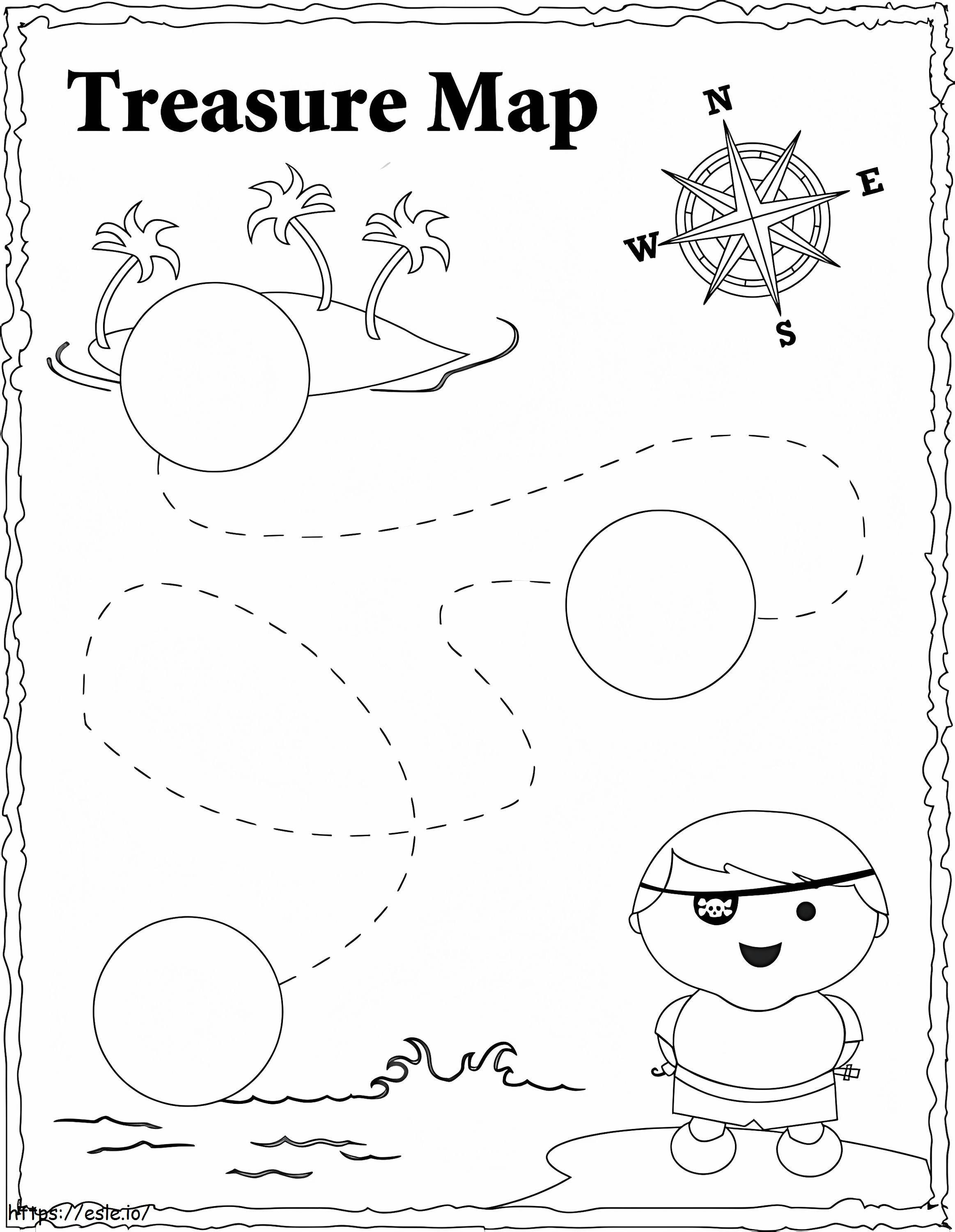 Treasure map printable coloring page