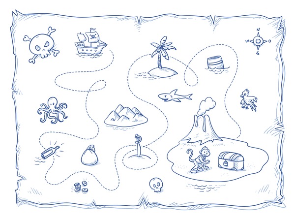 Doodle treasure map royalty