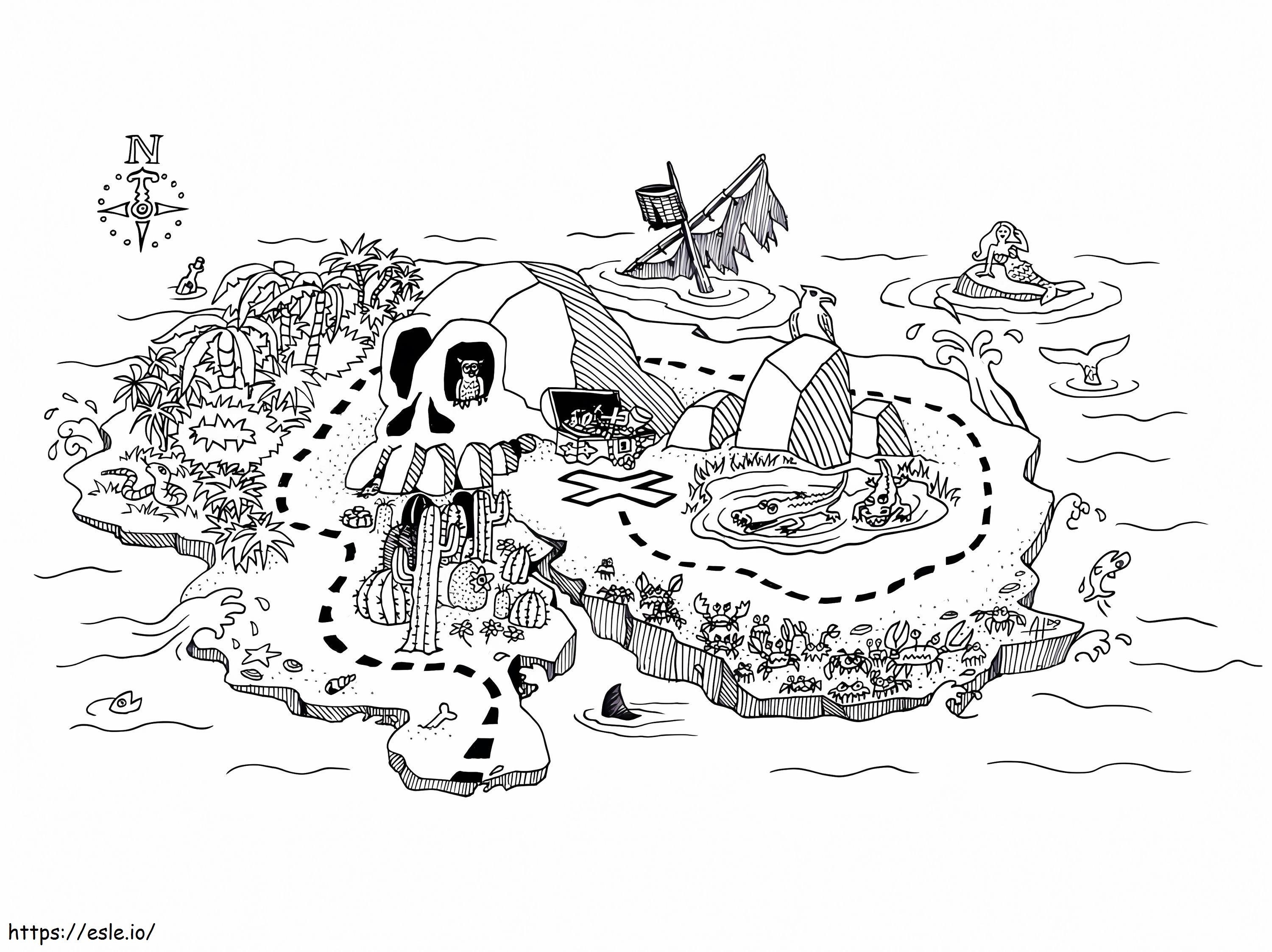 Treasure map coloring page