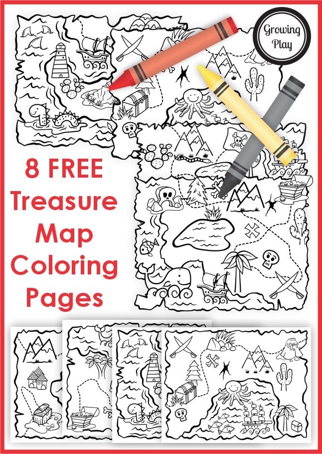 Treasure map coloring pages