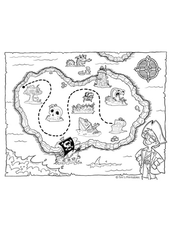 Treasure map coloring page â tims printables