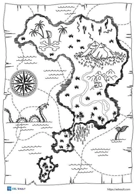 Free treasure map coloring pages