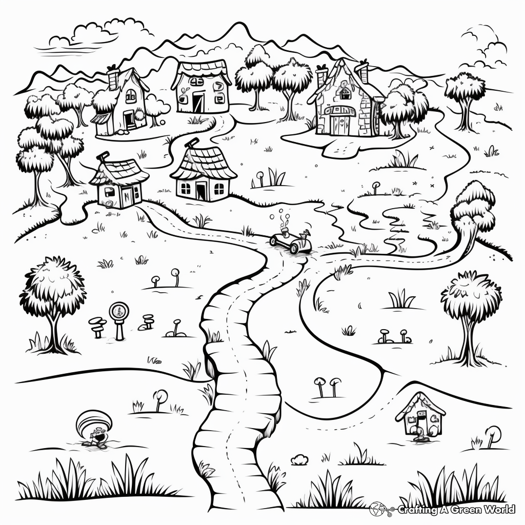 Treasure map coloring pages