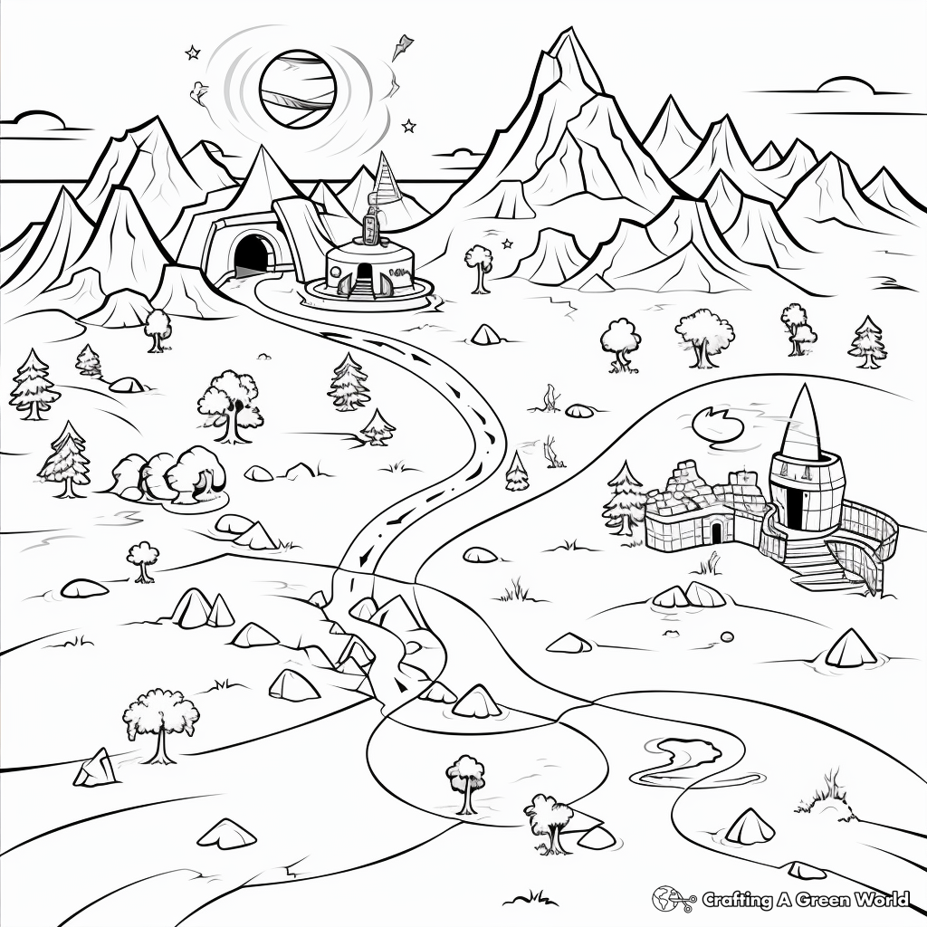 Treasure map coloring pages