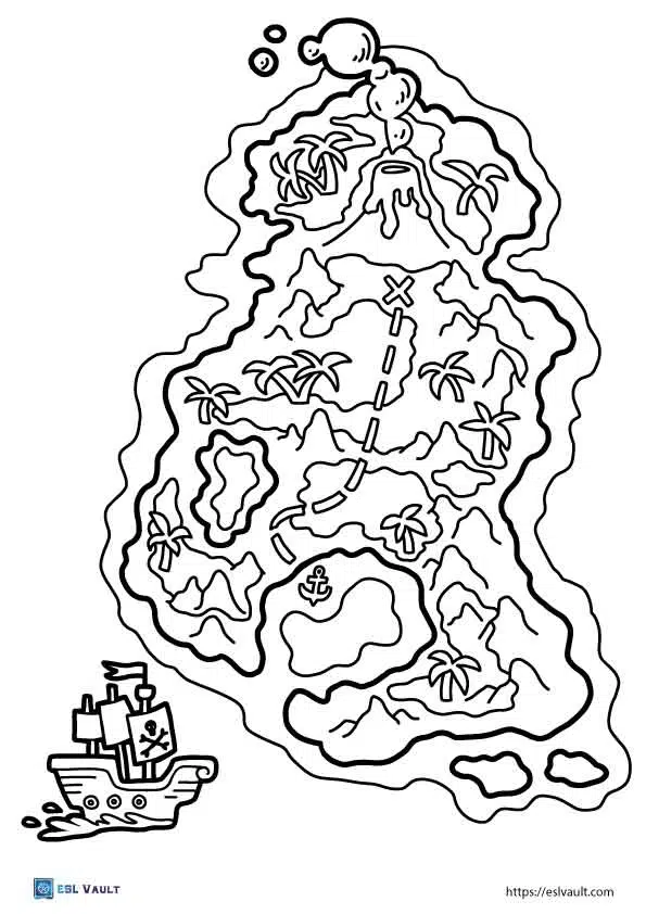 Free treasure map coloring pages