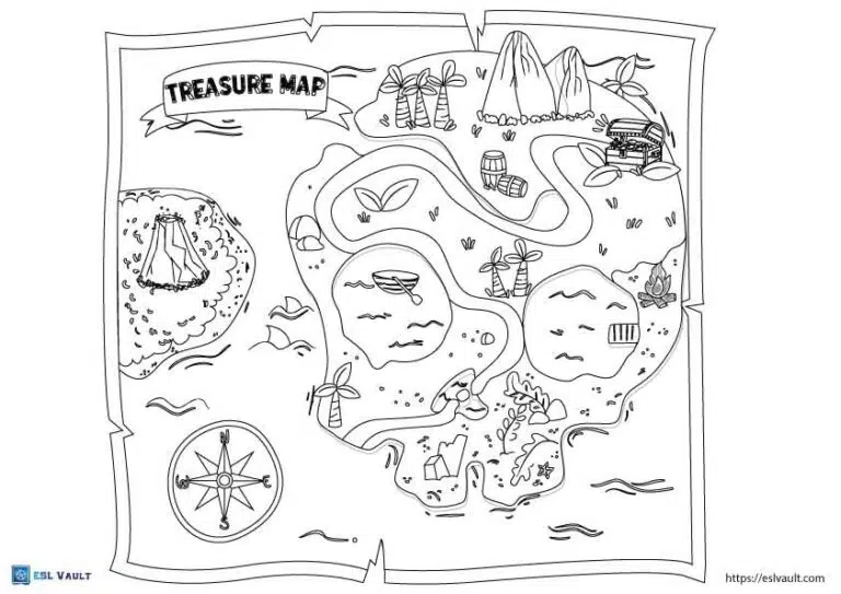 Free treasure map coloring pages