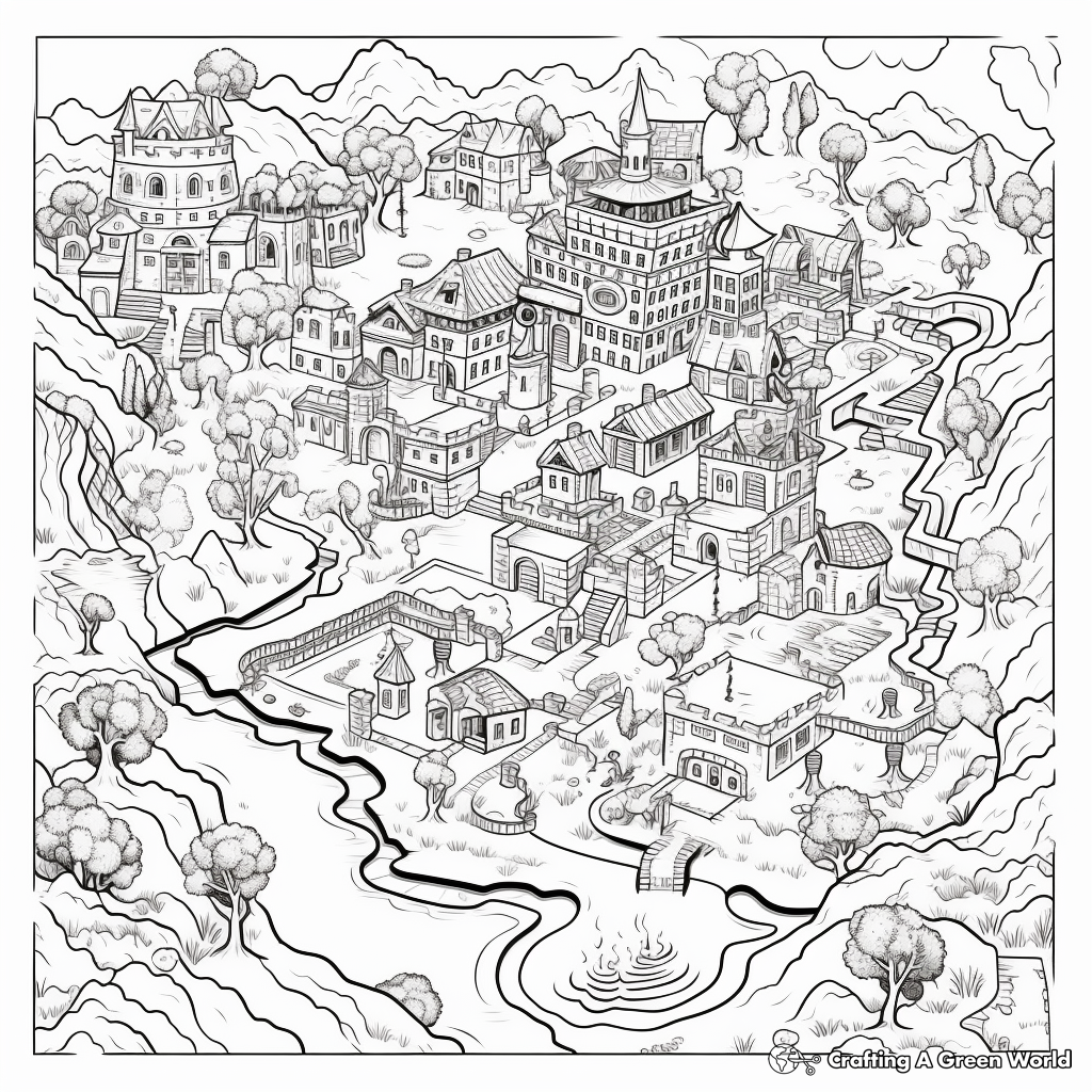 Treasure map coloring pages