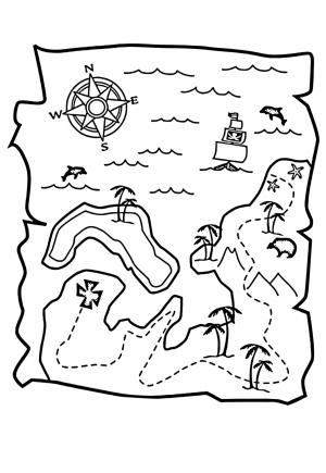 Free printable treasure map coloring pages for adults and kids