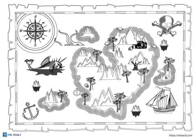 Free treasure map coloring pages