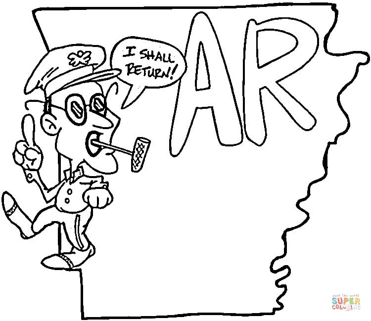 Arkansas map coloring page free printable coloring pages