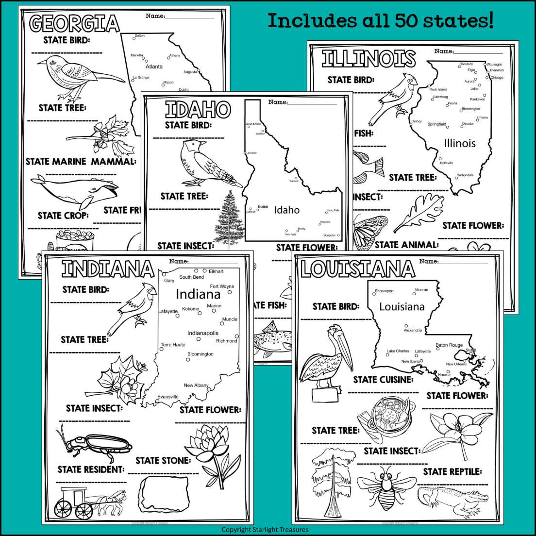 States research posters coloring pages
