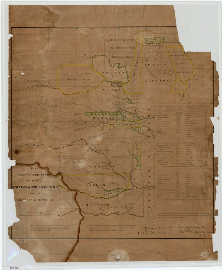 Map showing the lands assigned to emigrant indians west of arkansas and missouri