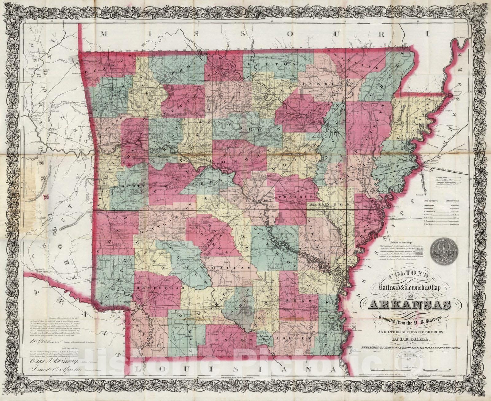 Historic map pocket map arkansas