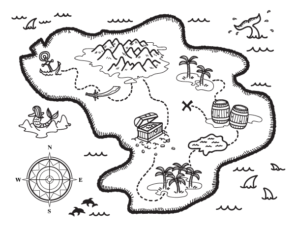 Printable treasure map coloring page