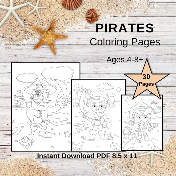 Treasure hunting pirates instantly download coloring