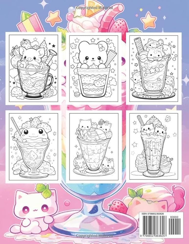 Kawaii sweet treats coloring book fun and playful coloring pages for all ages lee anna books