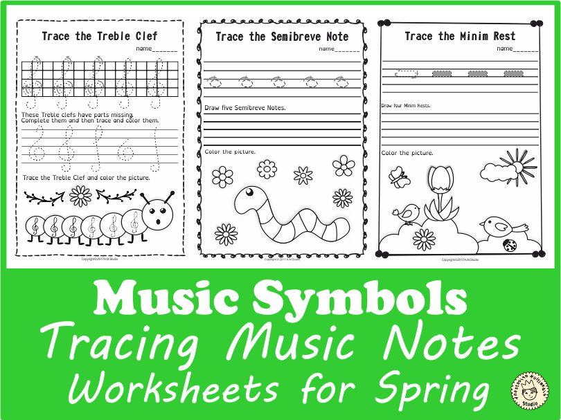 Tracing music no symbols worksheets for spring british terminology teaching resources