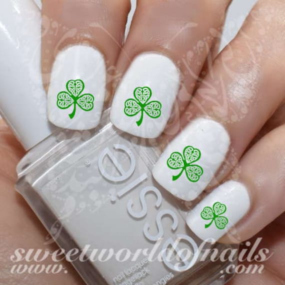 Saint patricks day clover nail art nail water decals