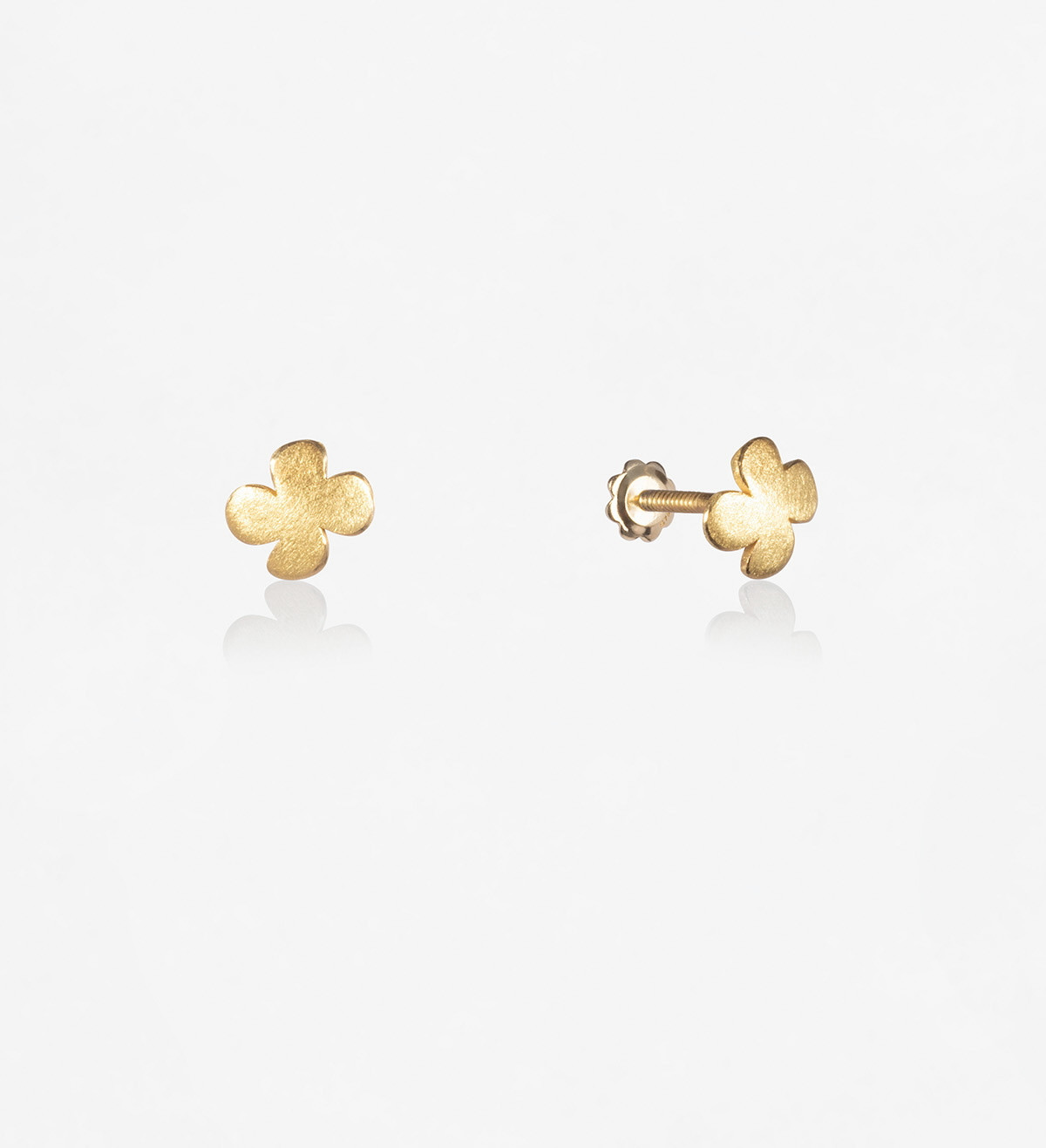 K gold earrings sãmbol clover mm