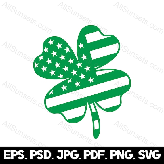 Leaf clover american flag png svg pdf psd jpg eps shamrock