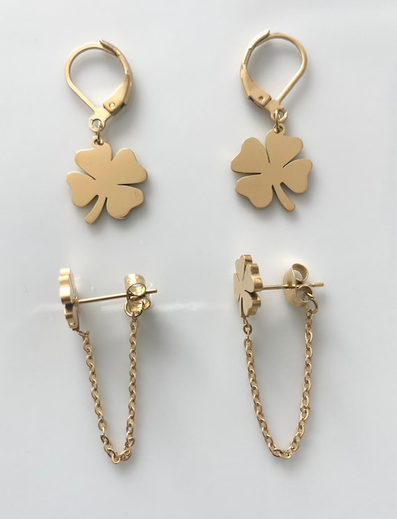 Clover premium pack four leaf clover earrings gifts for her