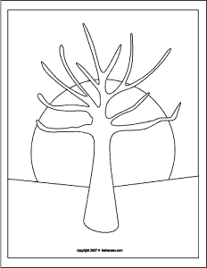 Printable coloring page tree with no leaves