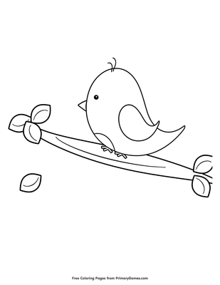 Bird on flowering tree branch coloring page â free printable pdf from