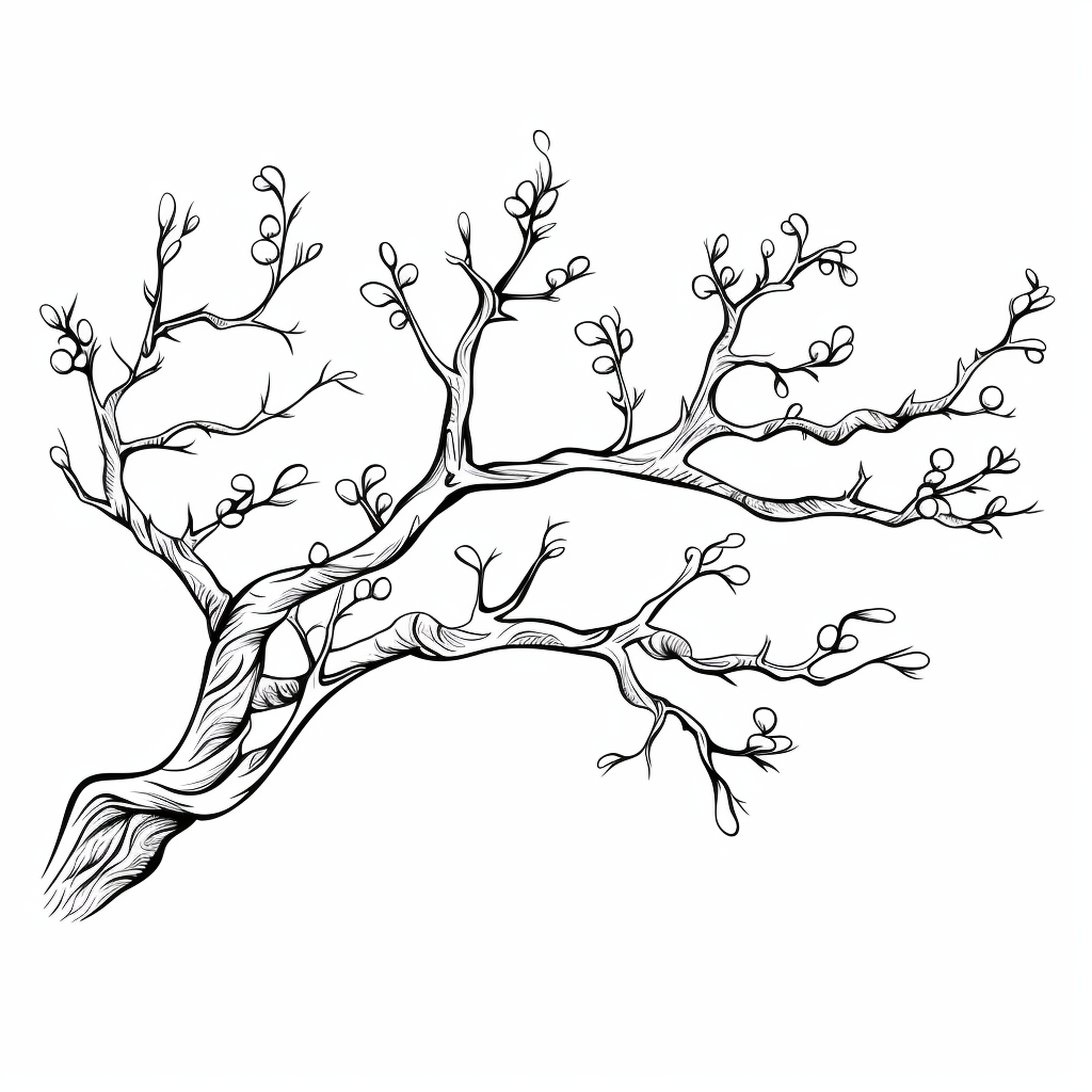 Tree branch coloring page