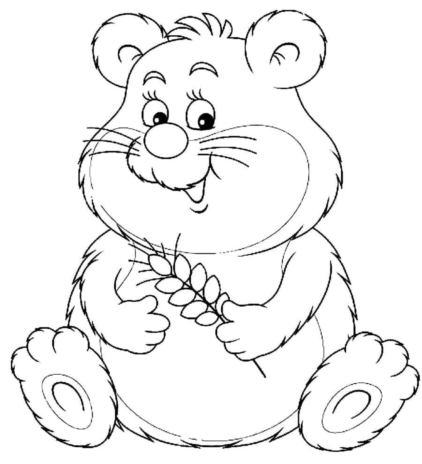 Hamster holding a tree branch coloring page