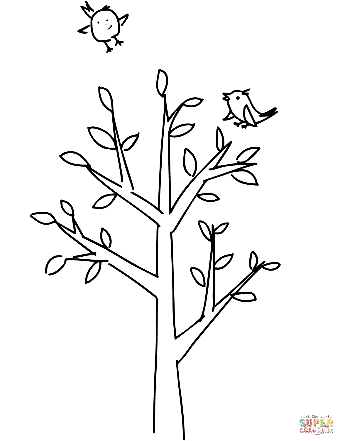 Spring tree coloring page free printable coloring pages