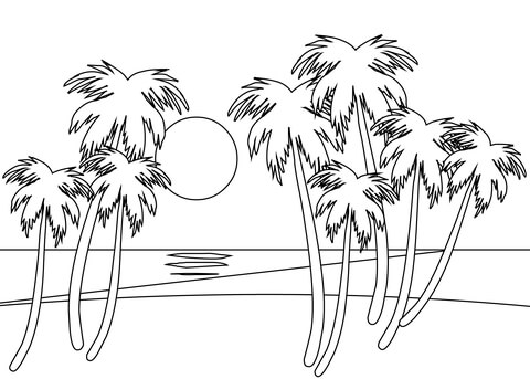 Tropical beach coloring page free printable coloring pages