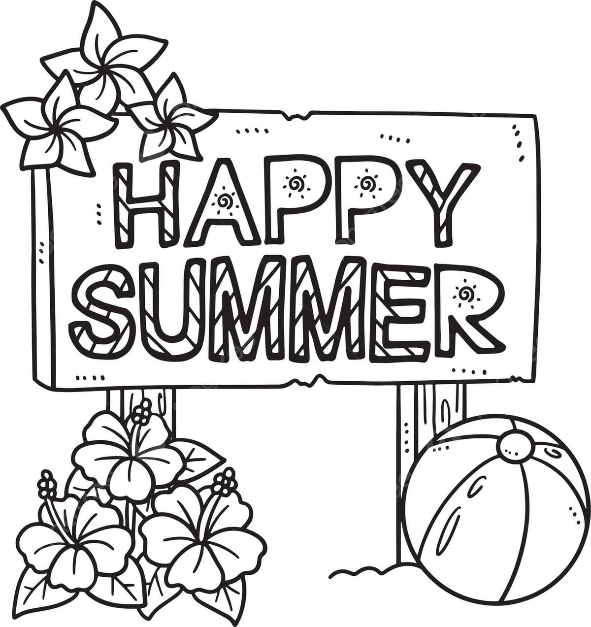 Happy summer isolated coloring page for kids shell sea colouring book vector shell sea colouring book png and vector with transparent background for free download