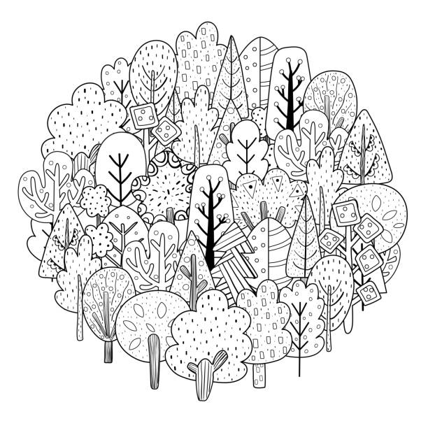 Doodle mandala tree stock illustrations royalty