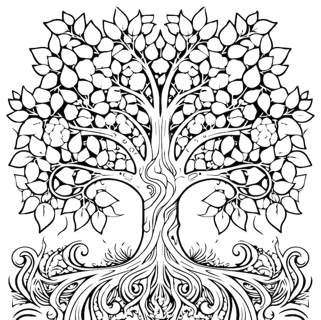 Premium vector coloring page for trees