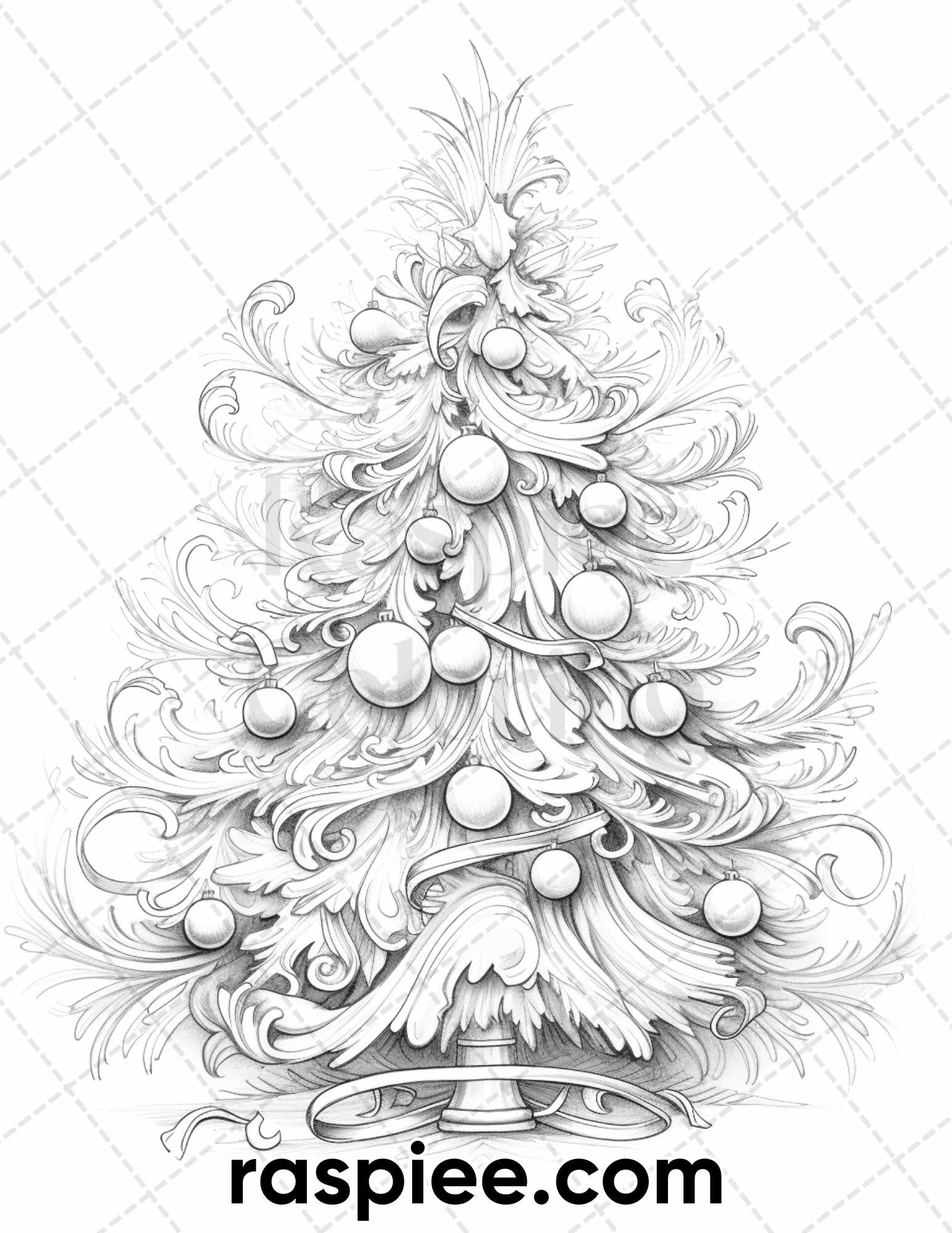 Christmas tree grayscale coloring pages for adults printable pdf i â coloring