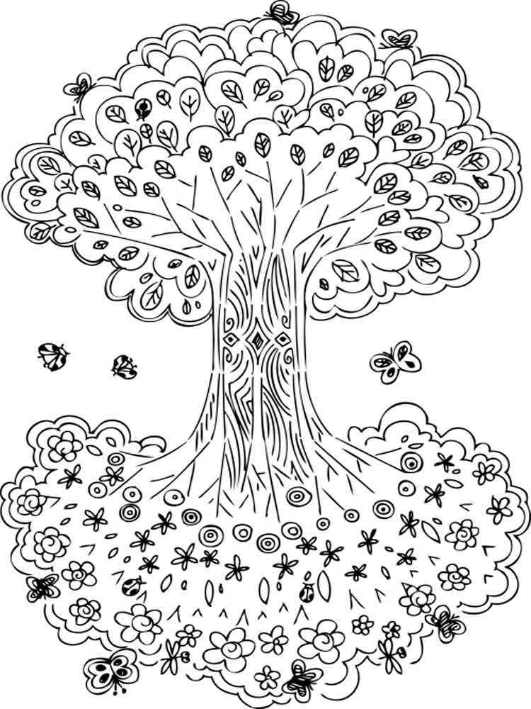 Tree coloring pages for adults