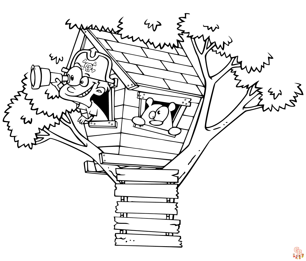 Get creative with tree house coloring pages for kids