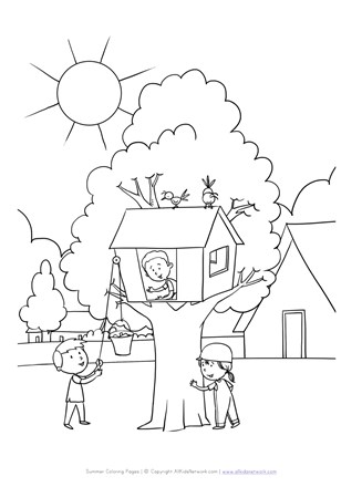 Treehouse coloring page all kids network