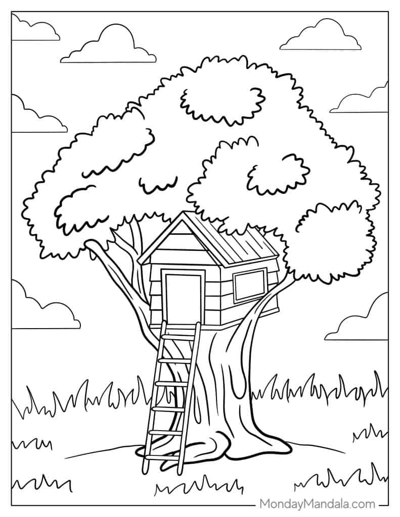 Tree coloring pages free pdf printables